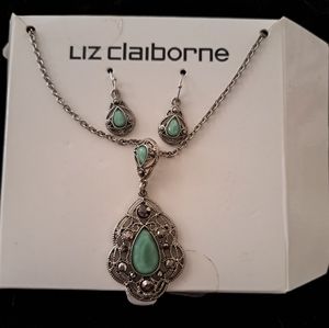 Liz Claiborne Deco Style Necklace and Earrings Set
